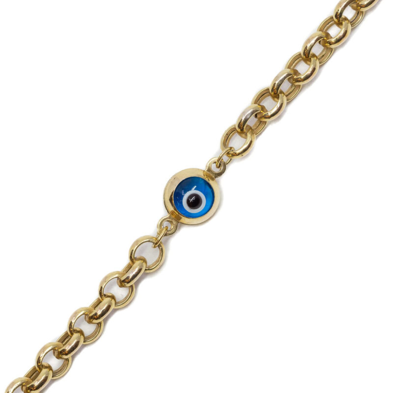 Sterling Silver Yellow Gold Plated Evil Eye Mati Bracelet #63236