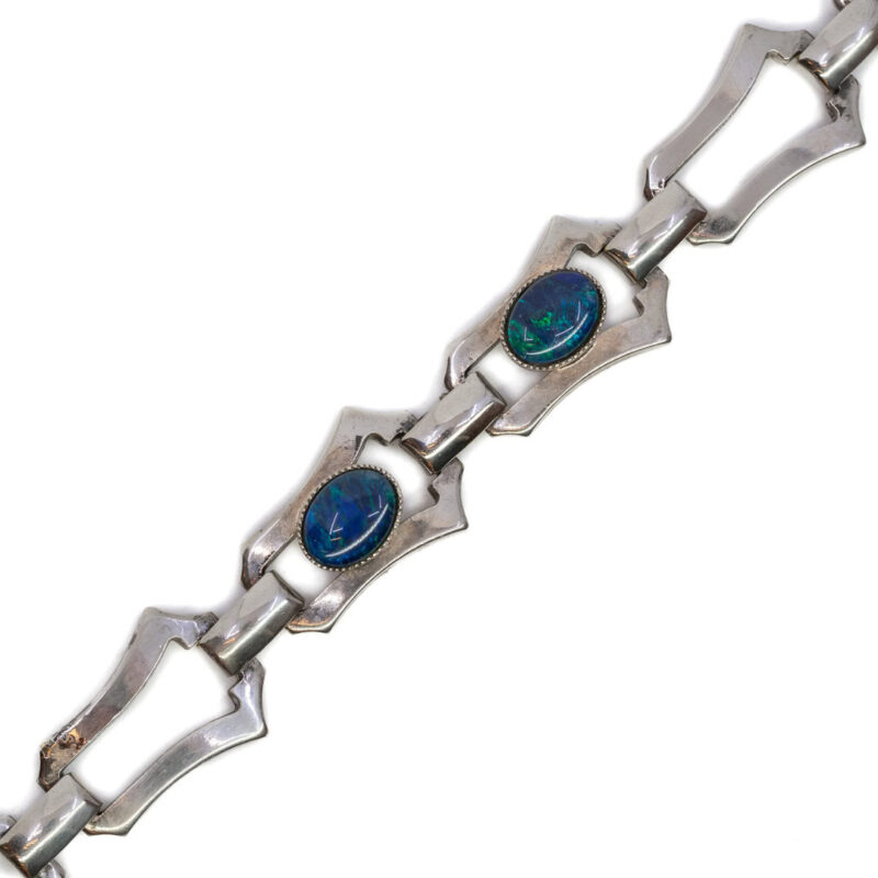 Triplet Opals & Silver Toned Metal Bracelet 17cm #63121 - Image 3