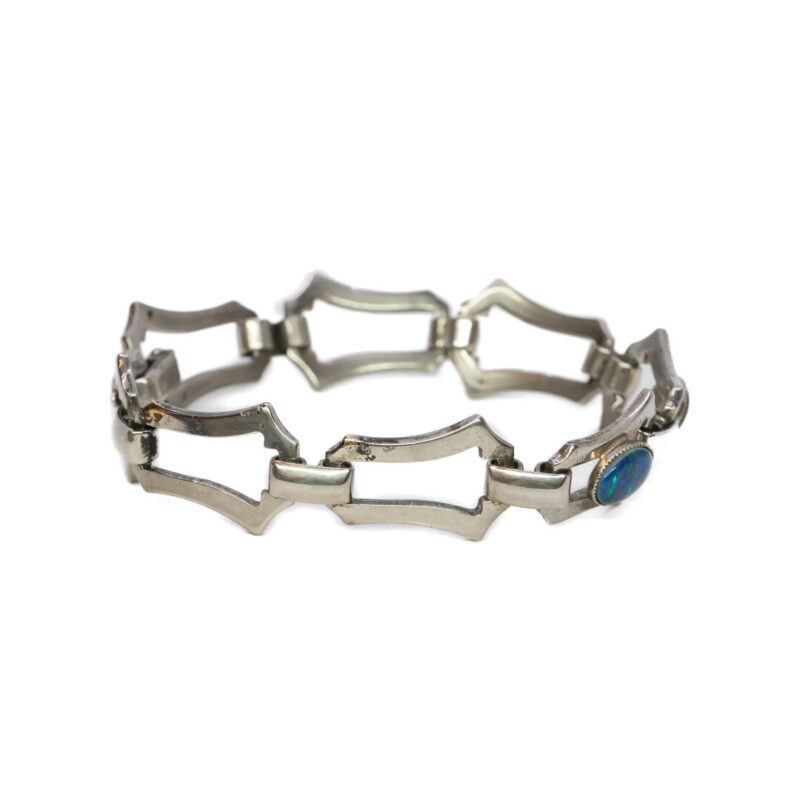 Triplet Opals & Silver Toned Metal Bracelet 17cm #63121 - Image 4