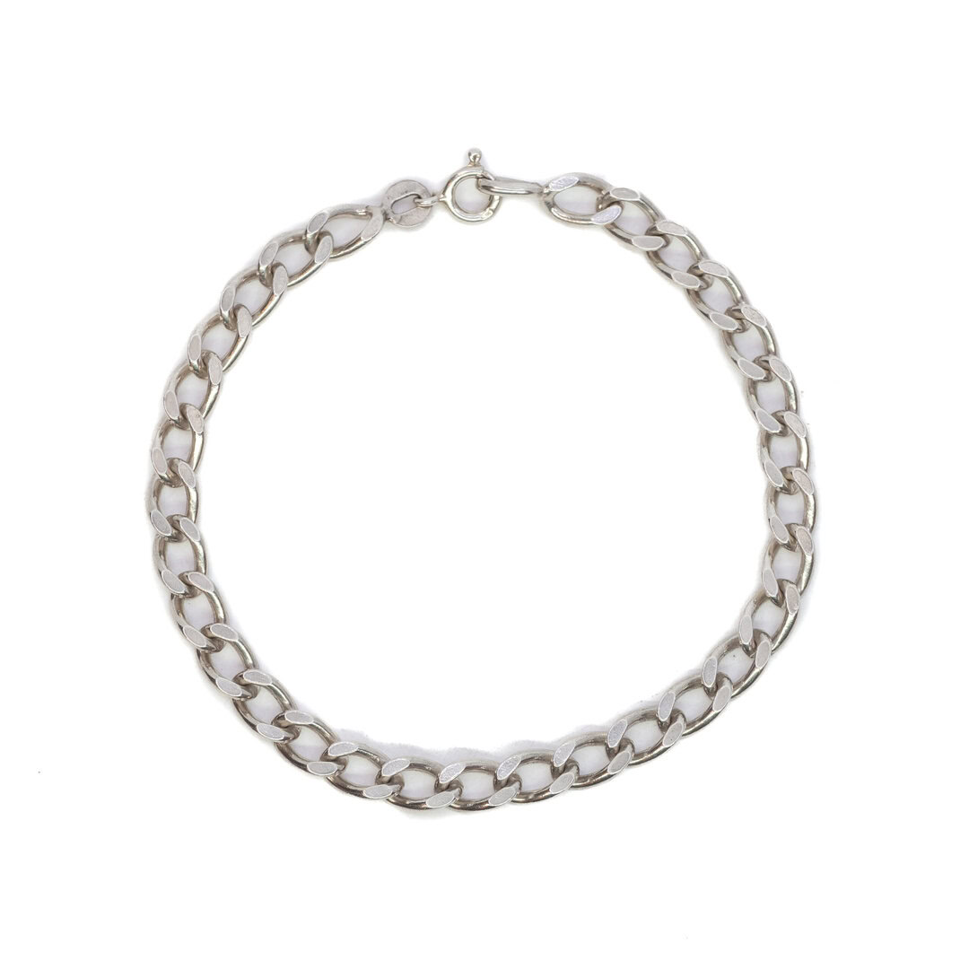 Sterling Silver Curb Link Chain Bracelet #7138-17