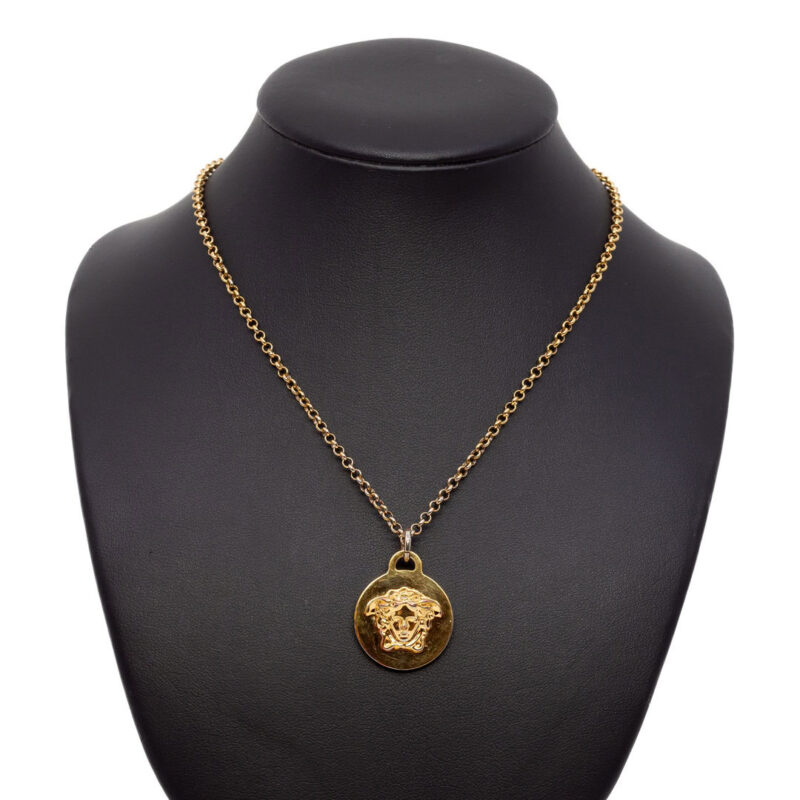 Versace Gold Plated Round Medusa Head Pendant Belcher Chain 55cm #63235