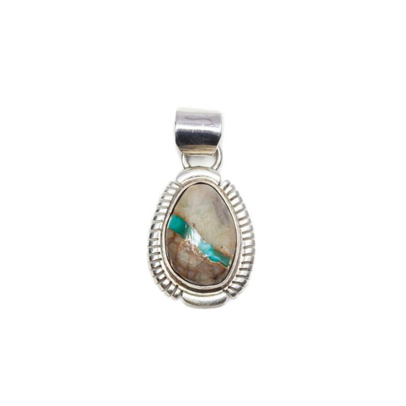 Sterling Silver Pendant with Natural Blue Stone in Matrix #B11671