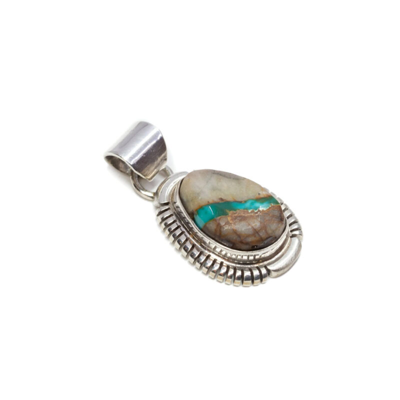 Sterling Silver Pendant with Natural Blue Stone in Matrix #B11671