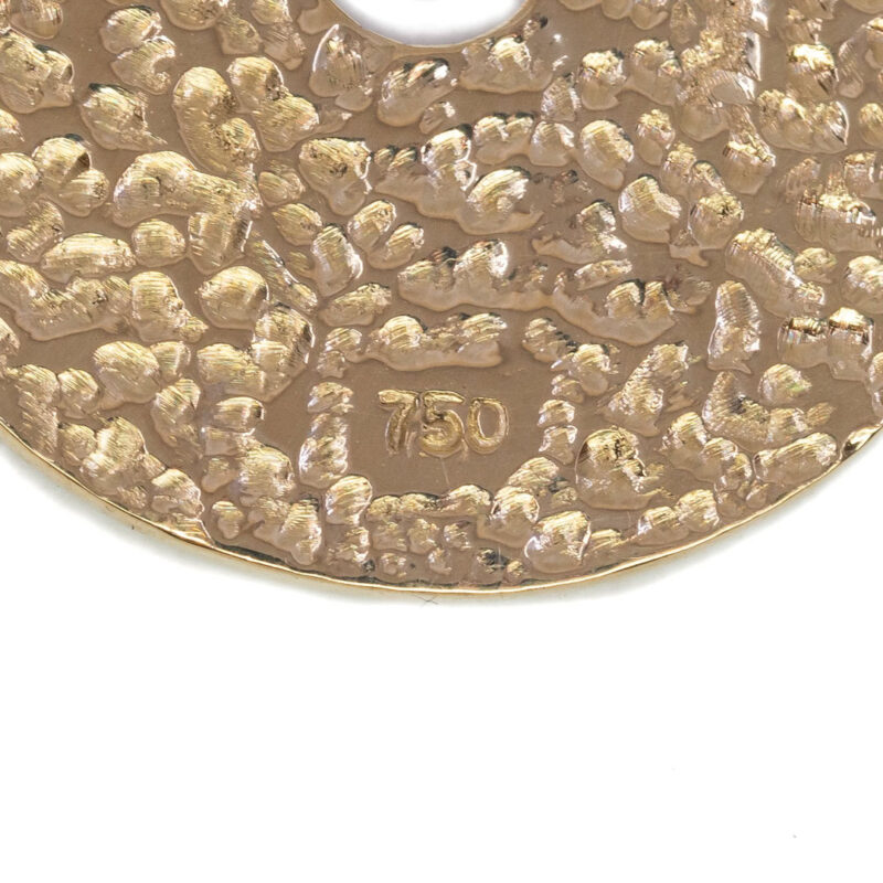 18ct Yellow Gold Round Disc Pendant Hammered Finish #63789