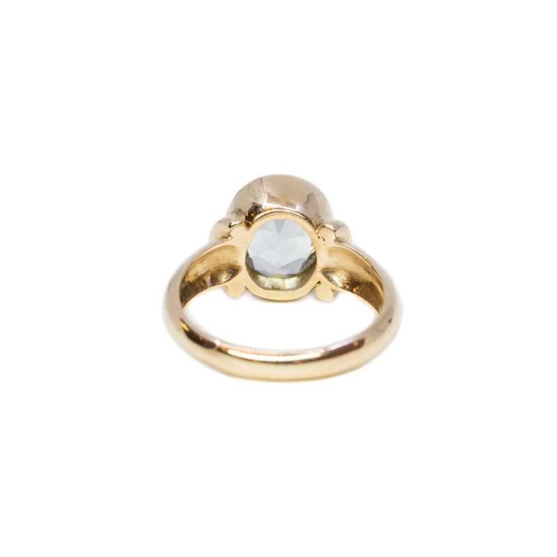 9ct Yellow Gold Oval Blue Topaz Ring Size J #1193-18