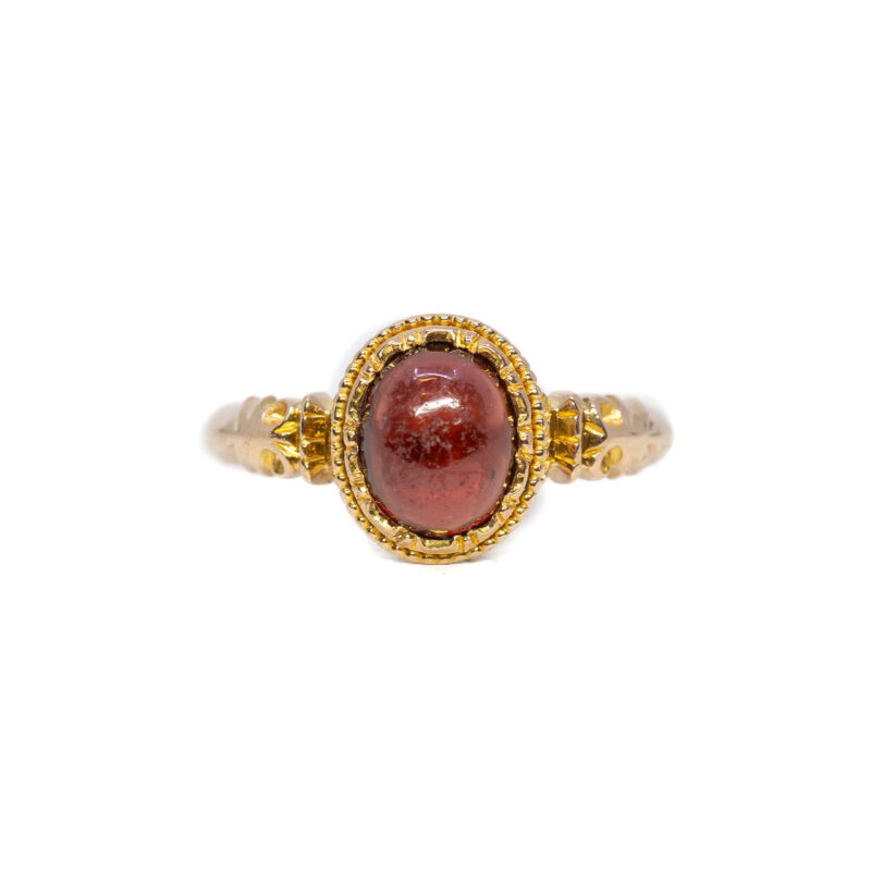 Antique 18ct Yellow Gold Cabochon Garnet Ring size K C/1902 Birmingham #63787