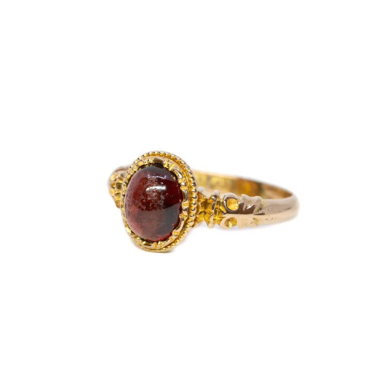 Antique 18ct Yellow Gold Cabochon Garnet Ring size K C/1902 Birmingham #63787