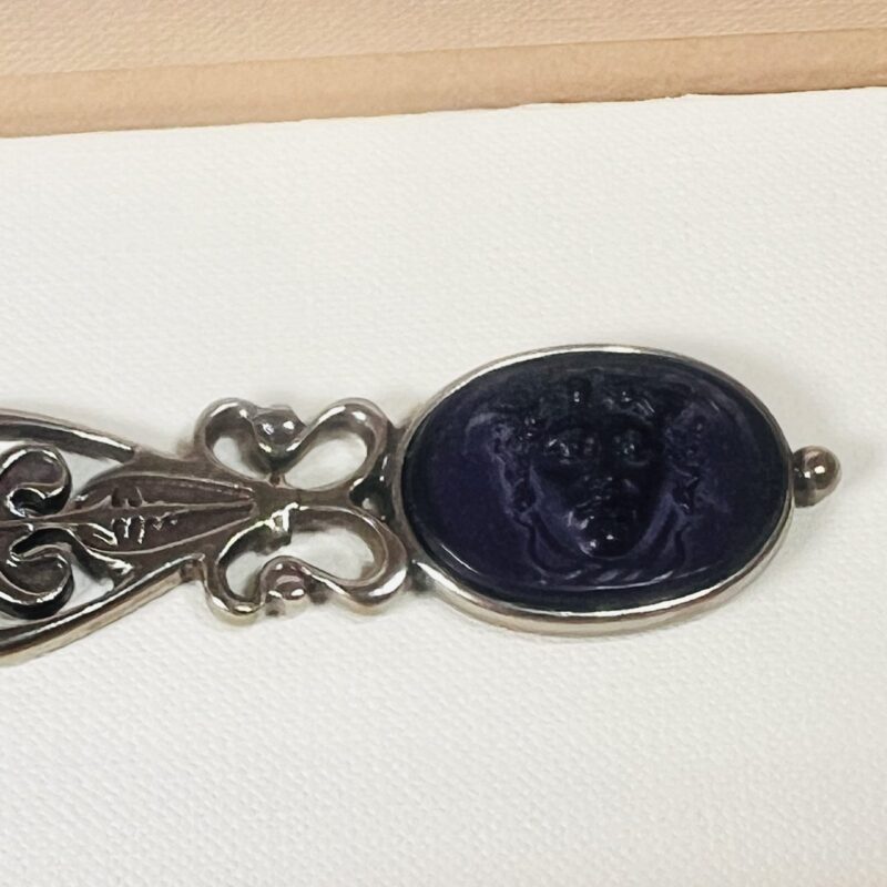 Bortoletti Italian Made Letter Opener Purple Cameo-Front TAG 01 Filigree Design #45525-2