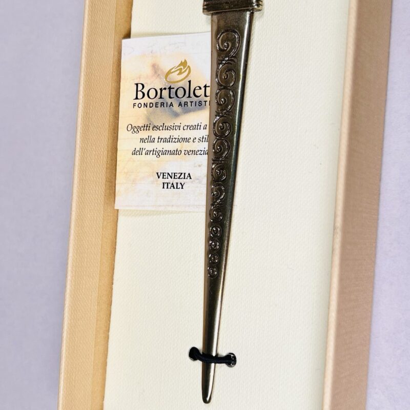 Bortoletti Italian Made Letter Opener Purple Cameo-Front TAG 01 Filigree Design #45525-2