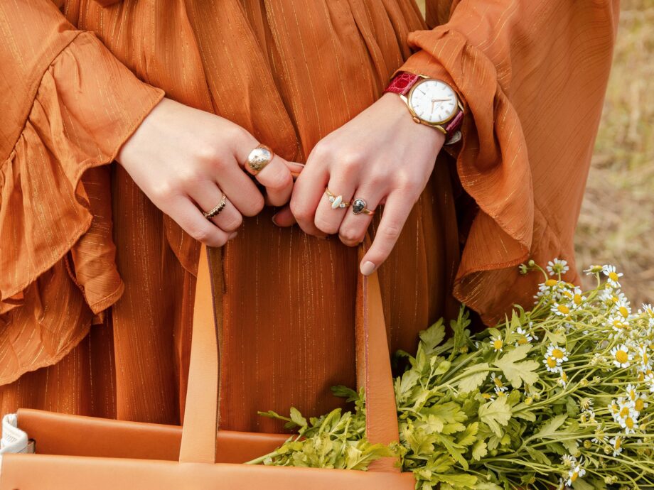 Why Pre-Owned Jewellery Is The Sustainable Choice A women wearing eco-friendly gold rings
