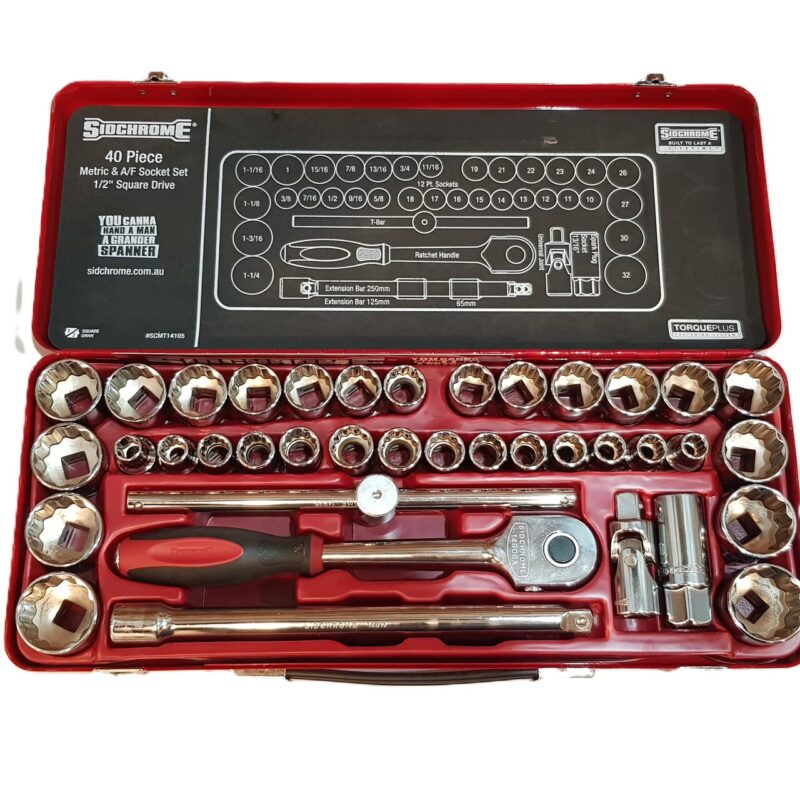 Sidchrome 40 Piece 1/2 Drive Metric & AF Socket Set SCMT14105  #64475