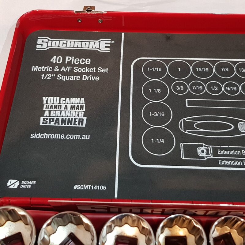 Sidchrome 40 Piece 1/2 Drive Metric & AF Socket Set SCMT14105  #64475 - Image 2