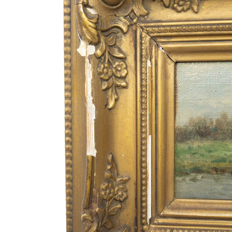 Pair of Antique Oil Paintings - Fishing & Boating in Ornate Frames #63347