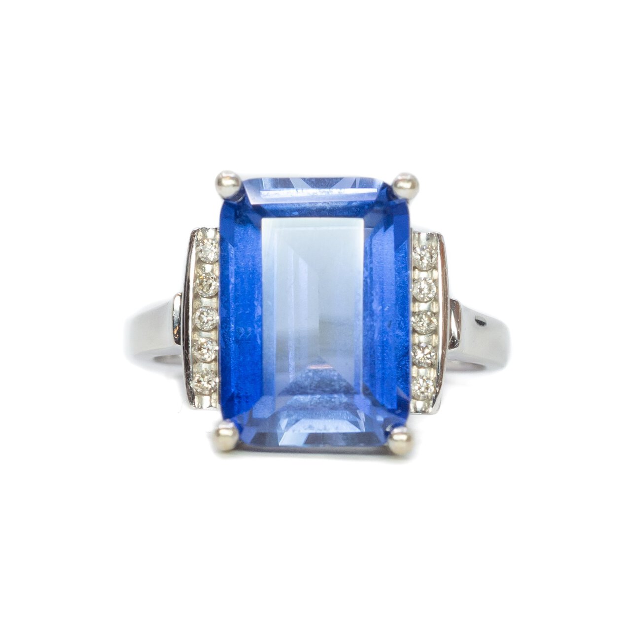 9ct Created Ceylon Sapphire & Diamond ring RRP $999 Size N1/2 #64363