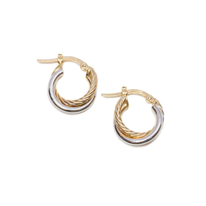 9ct Two Tone Gold Small Hoop Earrings #64285