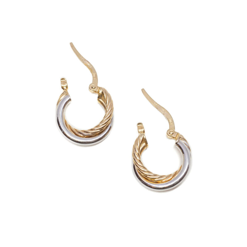 9ct Two Tone Gold Small Hoop Earrings #64285