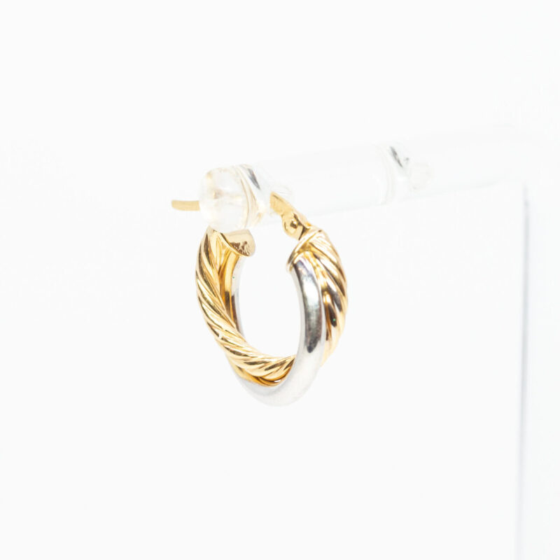 9ct Two Tone Gold Small Hoop Earrings #64285