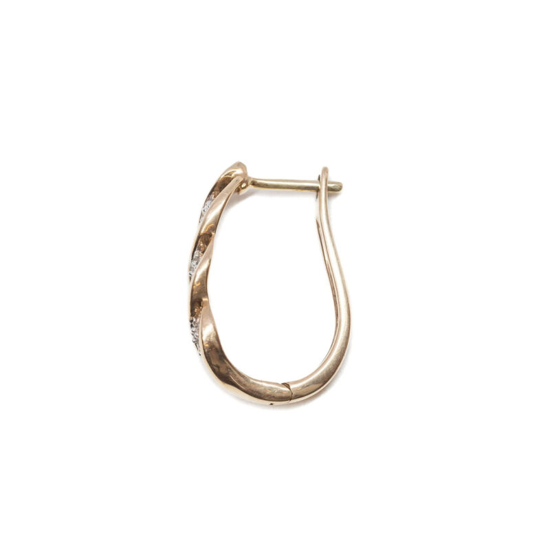 Single 9ct Yellow Gold Diamond Hoop Earring #64016