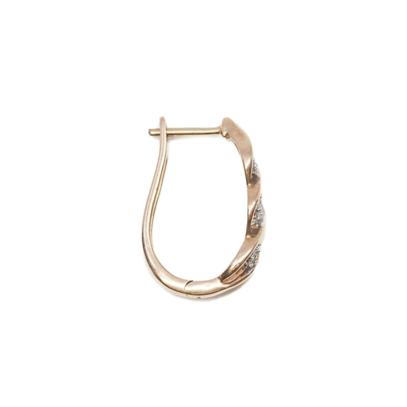 Single 9ct Yellow Gold Diamond Hoop Earring #64016