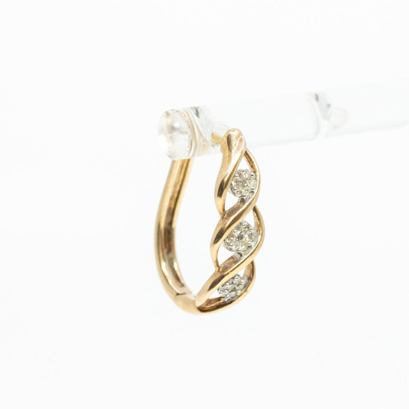 Single 9ct Yellow Gold Diamond Hoop Earring #64016