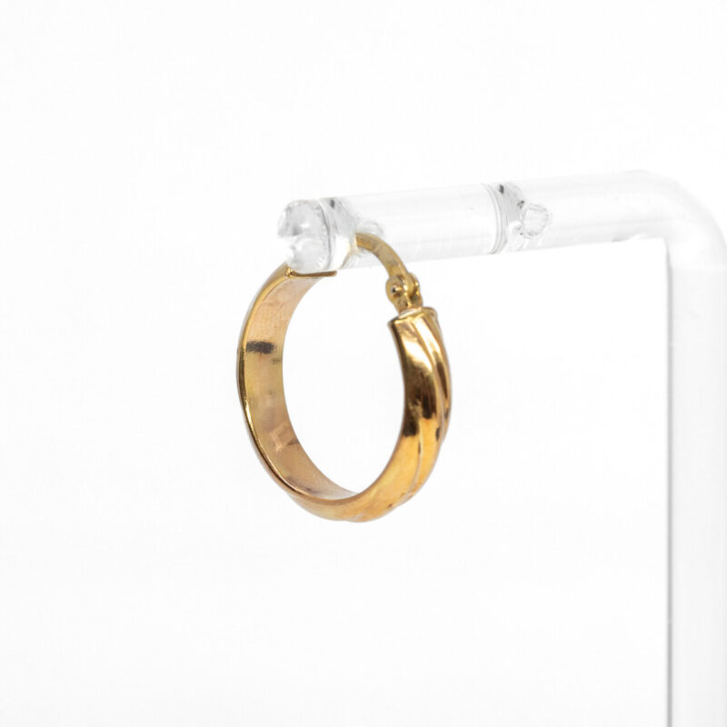 Single 9ct Yellow Gold Single Hoop Twist Earring #64202