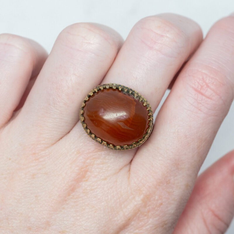 Vintage Turkish Carnelian Ring Size O 1/2 #49557