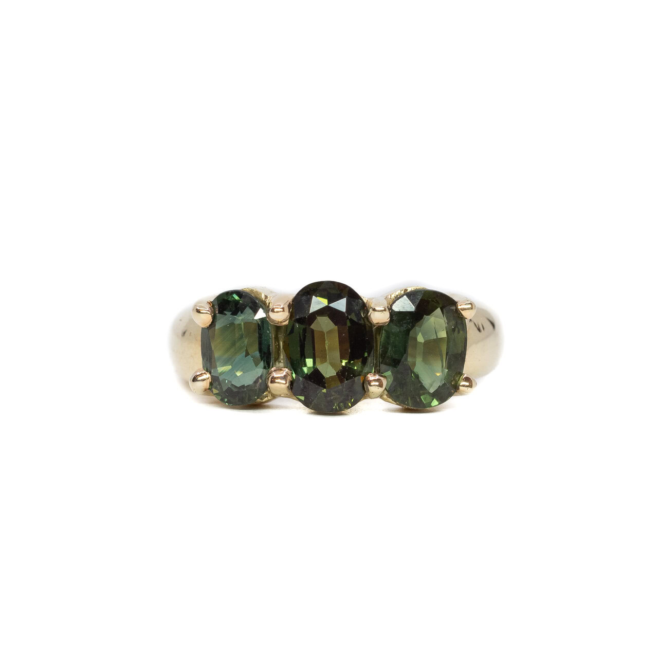 3.40ct TW Australian Sapphire Trilogy Ring in 14ct Yellow Gold Size O + Resize #63816