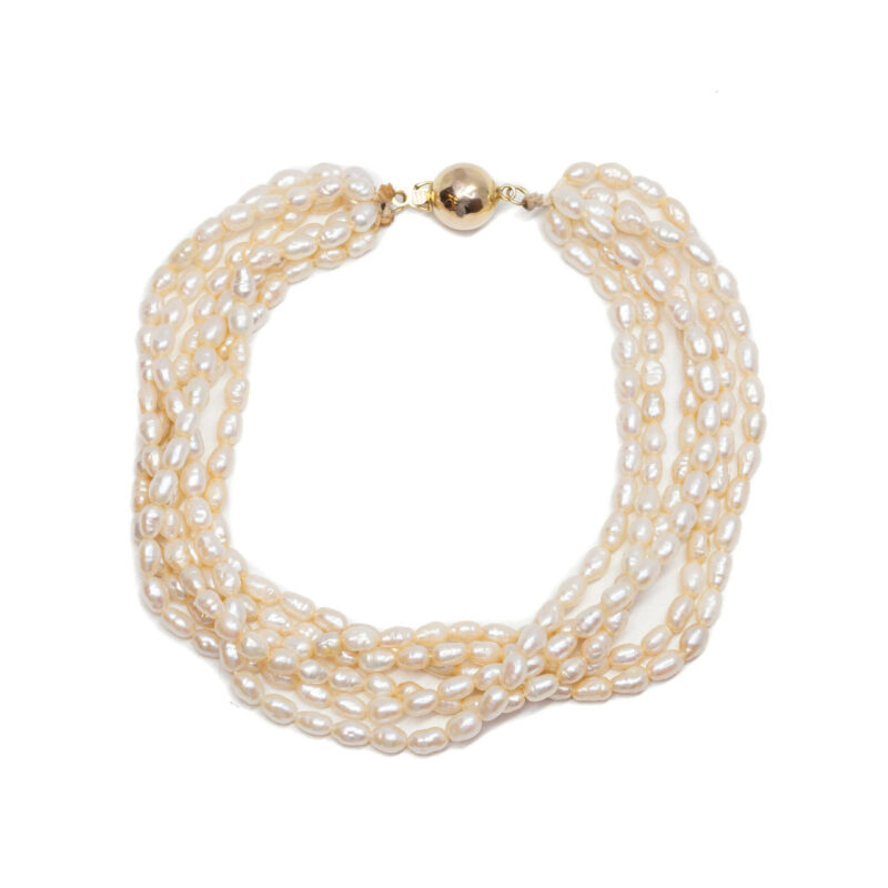 14ct Yellow Gold Six Strand Keshi Pearl Bracelet 21cm #63007