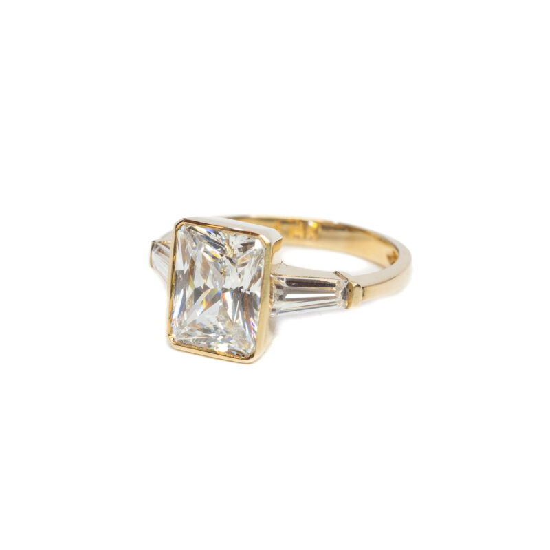 14ct Yellow Gold Cubic Zirconia Statement Ring Size K #64262