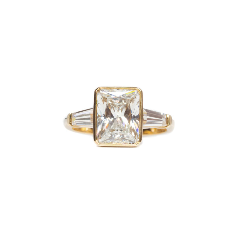 14ct Yellow Gold Cubic Zirconia Statement Ring Size K #64262