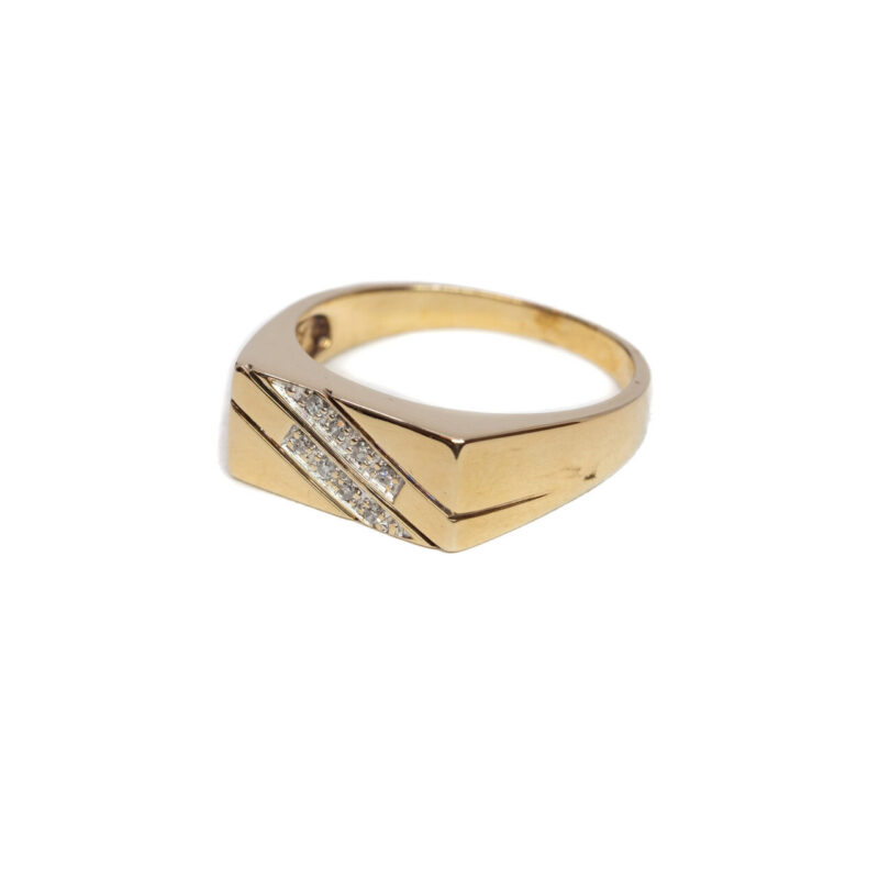 9ct Yellow Gold Diamond Men's Signet Sing Size U #64345