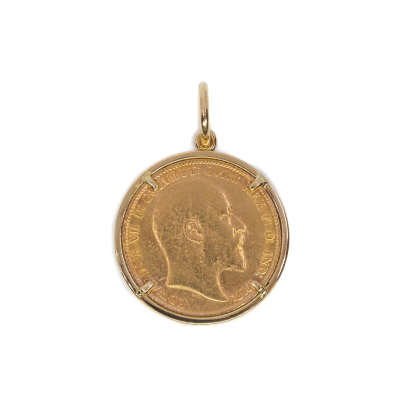 1906 Gold Sovereign Coin in Handmade 18ct Yellow Gold Coin Pendant #60484