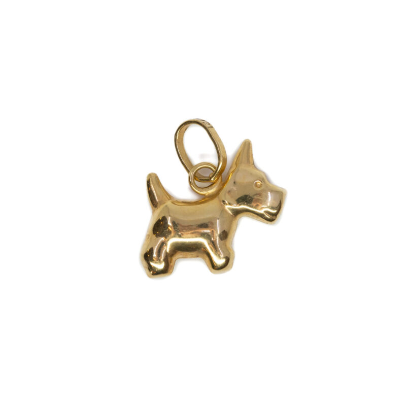 9ct Yellow Gold Terrier Dog Charm Pendant #64224