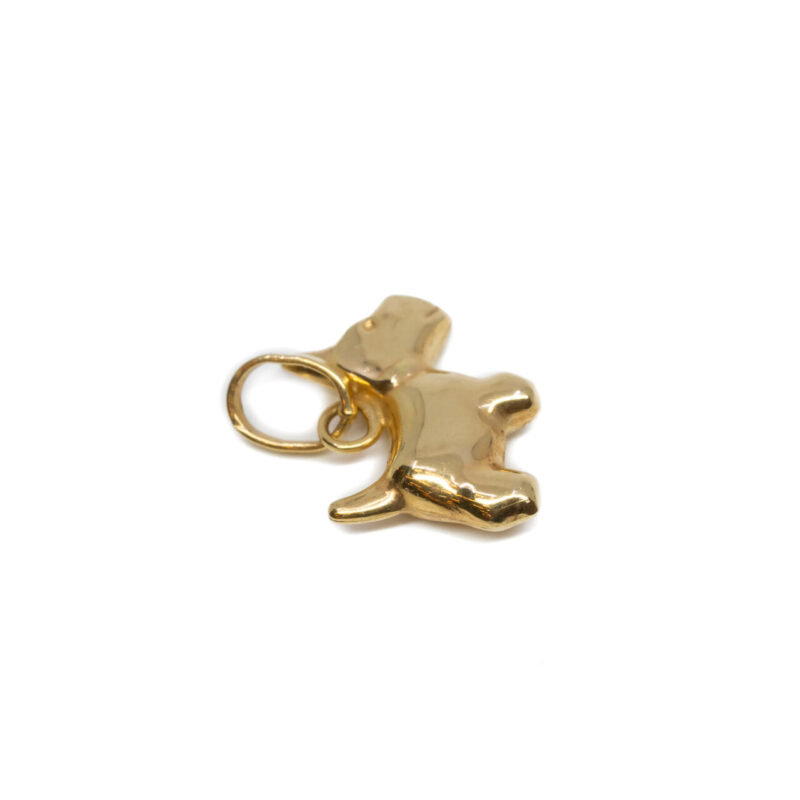 9ct Yellow Gold Terrier Dog Charm Pendant #64224