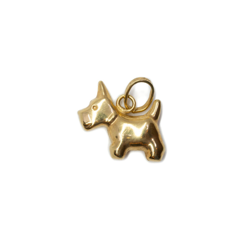 9ct Yellow Gold Terrier Dog Charm Pendant #64224