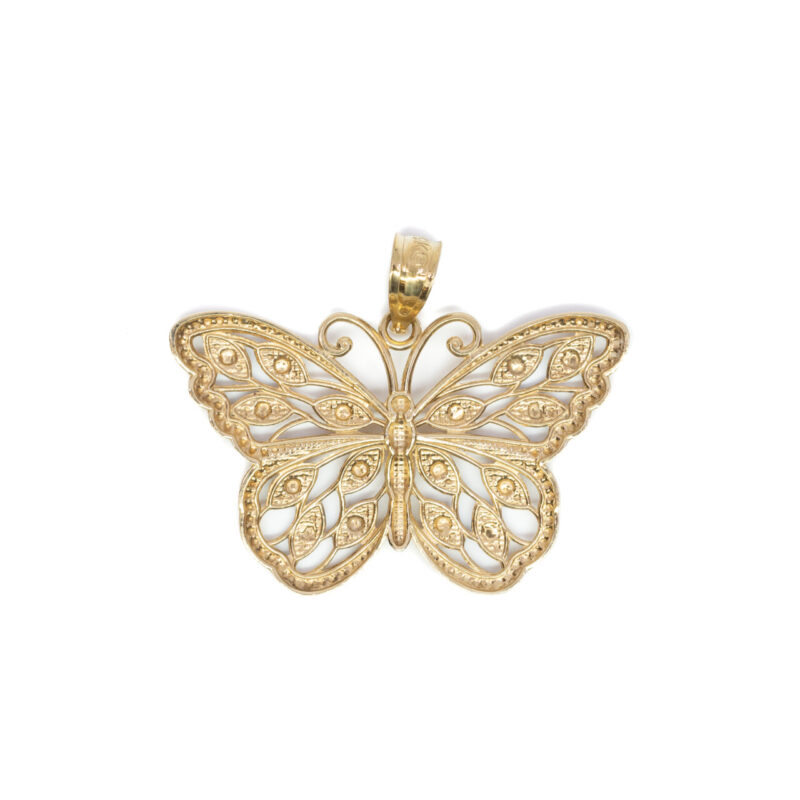 9ct Yellow & White Gold Filigree Butterfly Pendant #64244