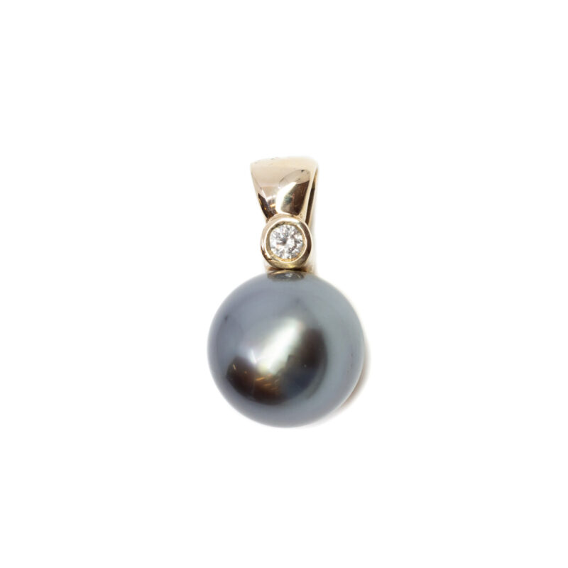 9ct Yellow Gold Tahitian Pearl & Diamond Pendant #63003