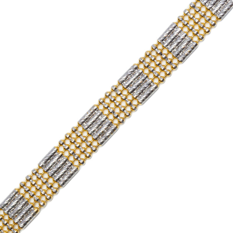 22ct Yellow & White Gold Two Tone Ball Bracelet 17.5cm #64485