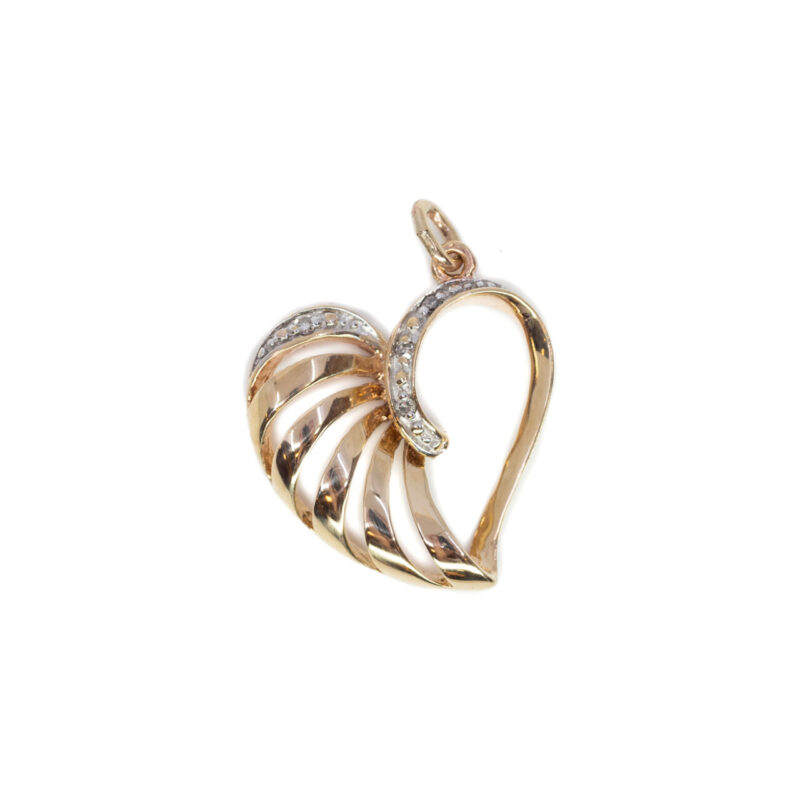 9ct Yellow Gold Diamond heart Pendant #23990