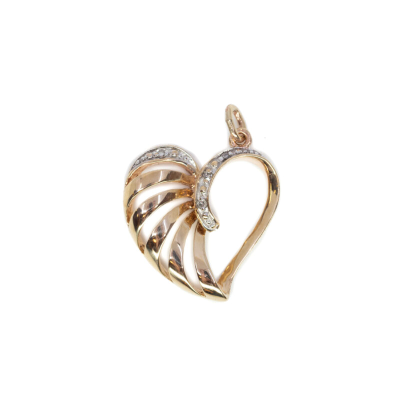 9ct Yellow Gold Diamond heart Pendant #23990