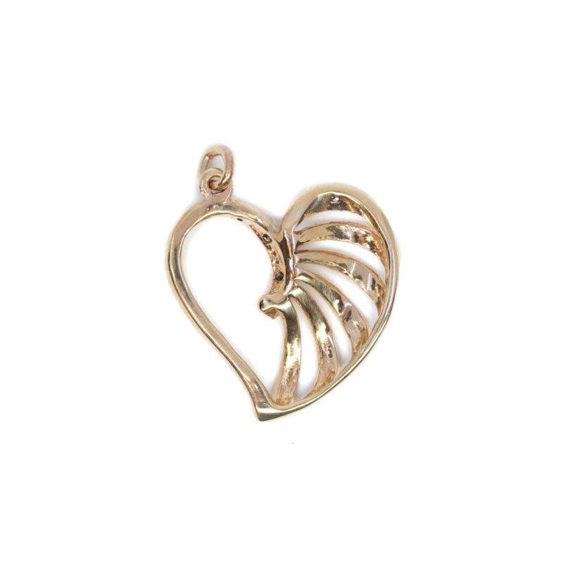 9ct Yellow Gold Diamond heart Pendant #23990