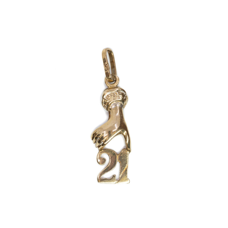 9ct Yellow Gold Hand 21st Birthday Pendant #64230