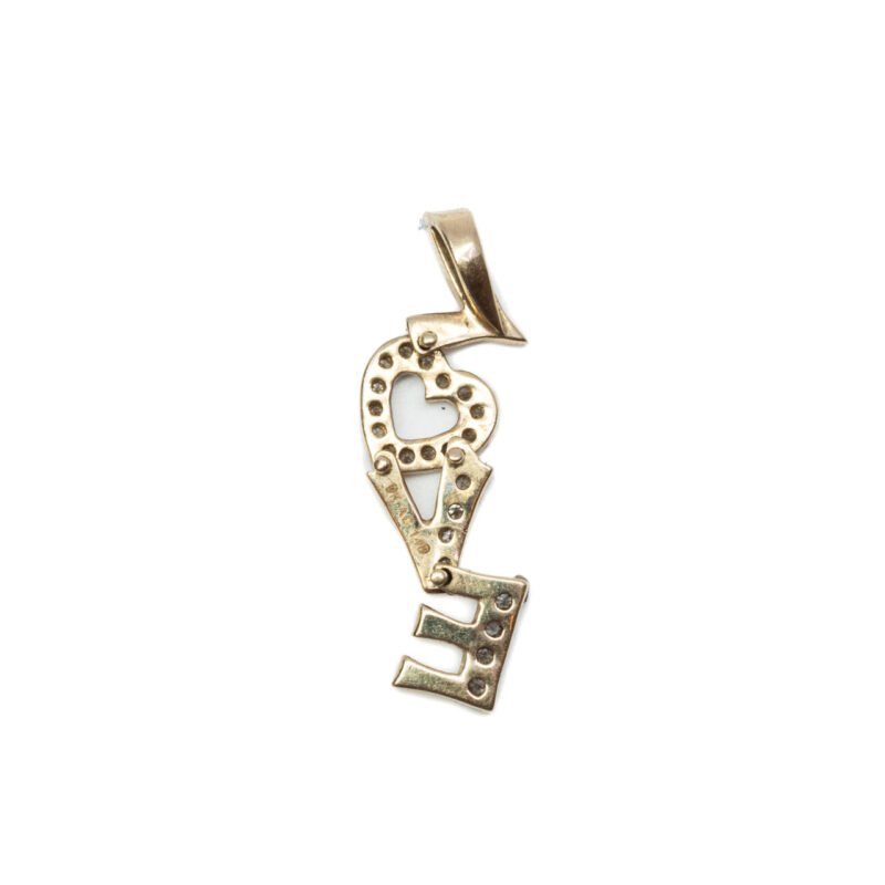 9ct Yellow Gold Diamond Love Pendant #64227