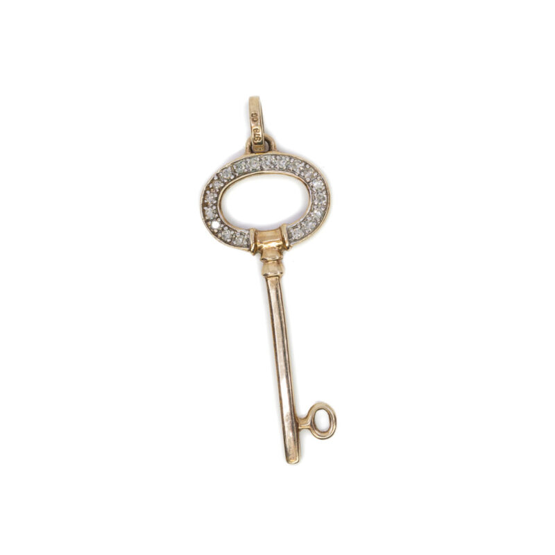 9ct Yellow Gold Diamond Key Pendant #64225