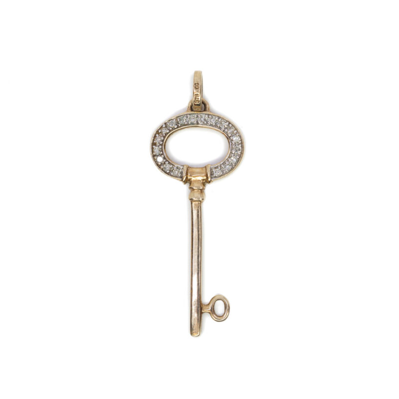 9ct Yellow Gold Diamond Key Pendant #64225