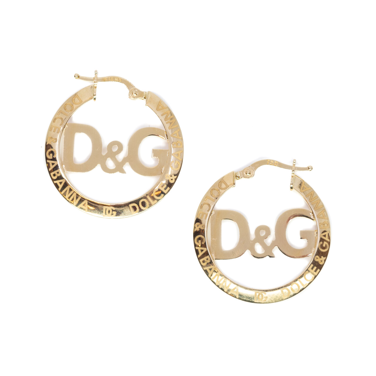 18ct Yellow Gold D & G Initial Hoop Earrings #64269 18ct Yellow Gold D & G Initial Hoop Earrings #64269