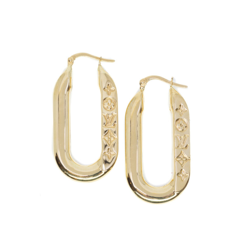 18ct Yellow Gold Oval Shape Hoop Earrings #64439