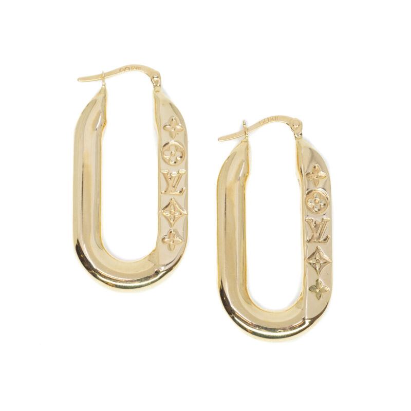 18ct Yellow Gold Oval Shape Hoop Earrings #64439