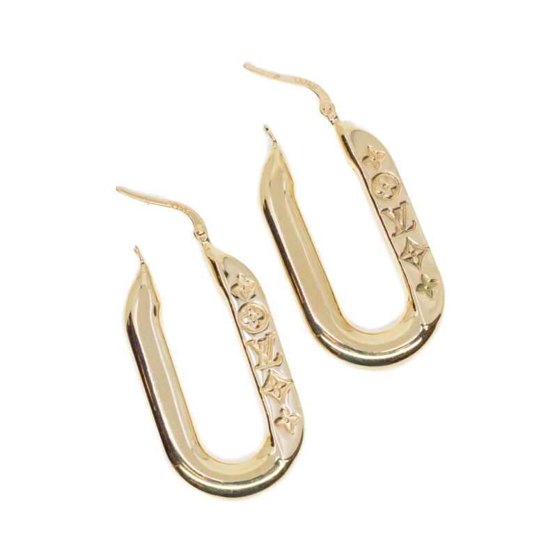 18ct Yellow Gold Oval Shape Hoop Earrings #64439