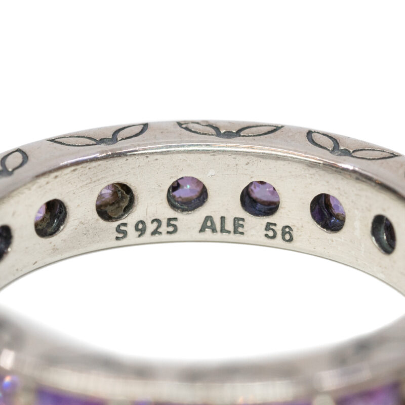 Pandora Sterling Silver Purple Cubic Zirconia Eternity Ring Size O #64254